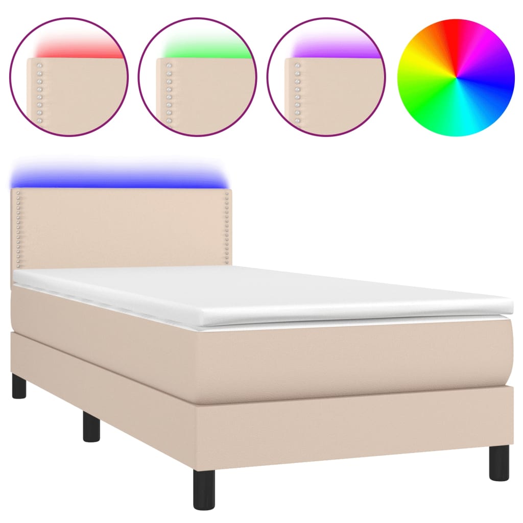 Boxspringbett mit Matratze & LED Cappuccino-Braun 100x200cm