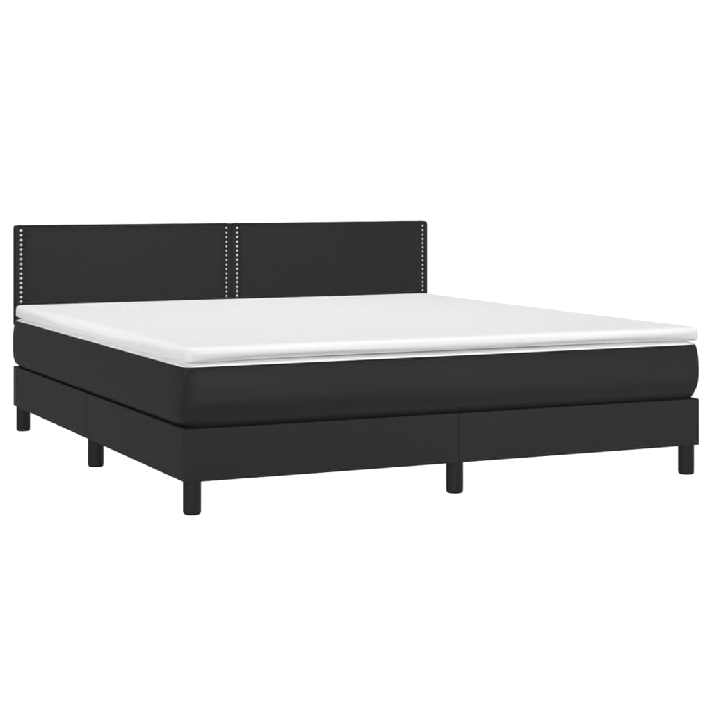 Boxspringbett mit Matratze & LED Schwarz 160x200 cm Kunstleder