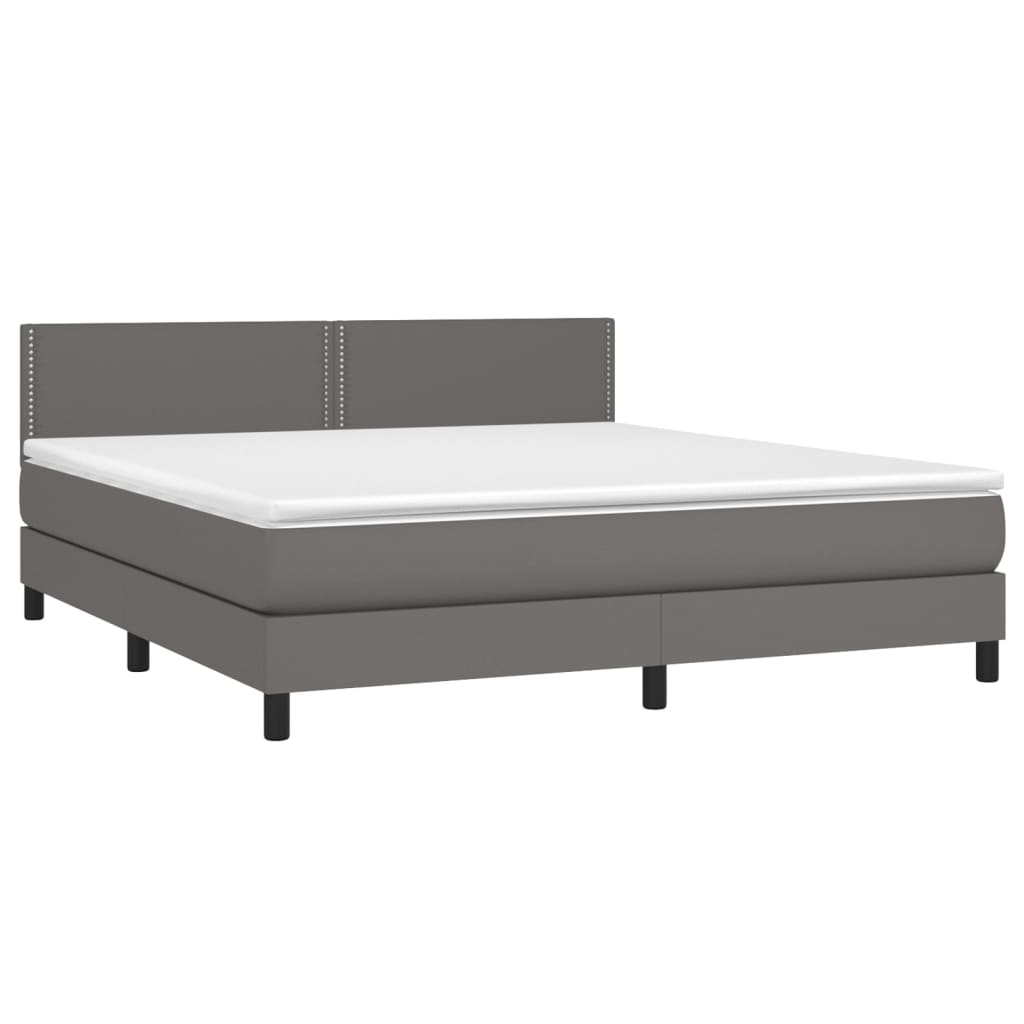 Boxspringbett mit Matratze & LED Grau 160x200 cm Kunstleder