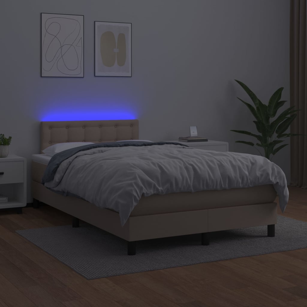 Boxspringbett mit Matratze & LED Cappuccino-Braun 120x200cm