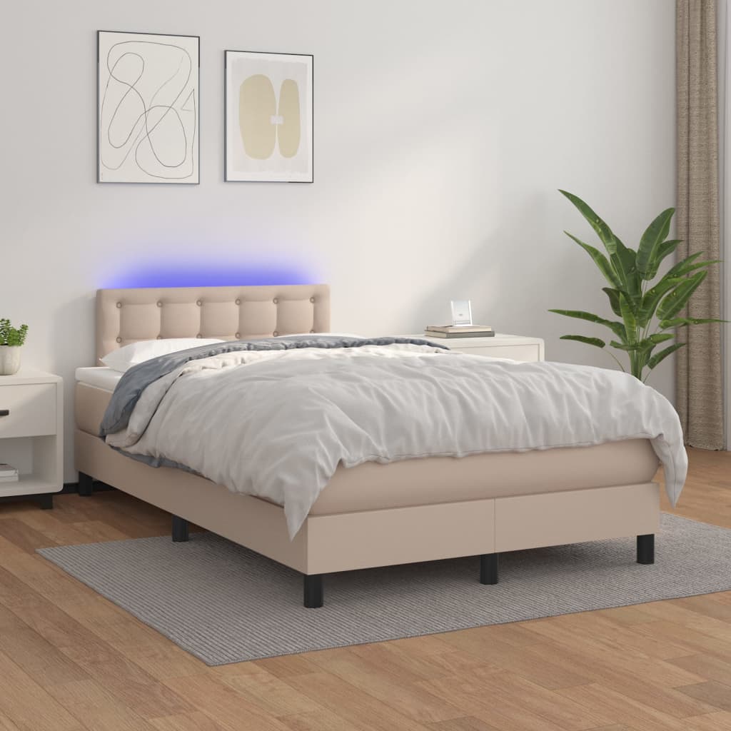 Boxspringbett mit Matratze & LED Cappuccino-Braun 120x200cm