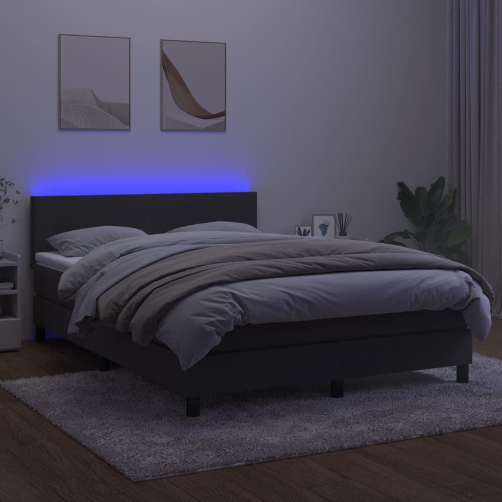 Boxspringbett mit Matratze & LED Dunkelgrau 140x200 cm Samt