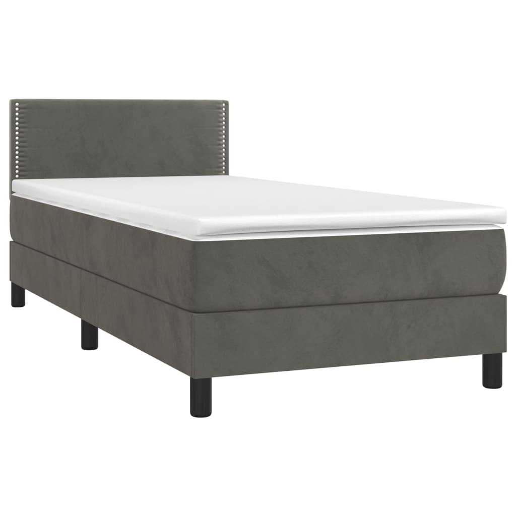 Boxspringbett mit Matratze & LED Dunkelgrau 100x200 cm Samt