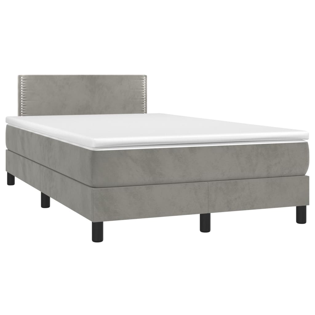 Boxspringbett mit Matratze & LED Hellgrau 120x200 cm Samt