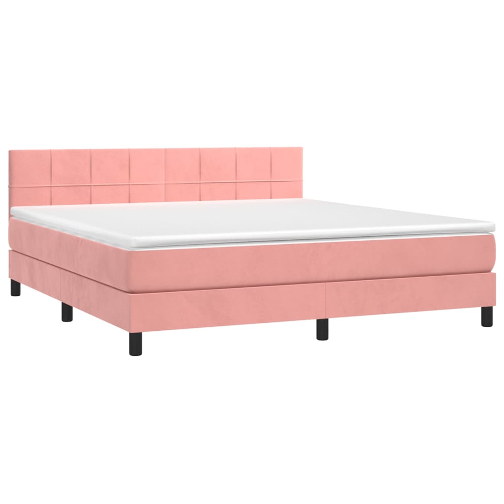 Boxspringbett mit Matratze & LED Rosa 160x200 cm Samt