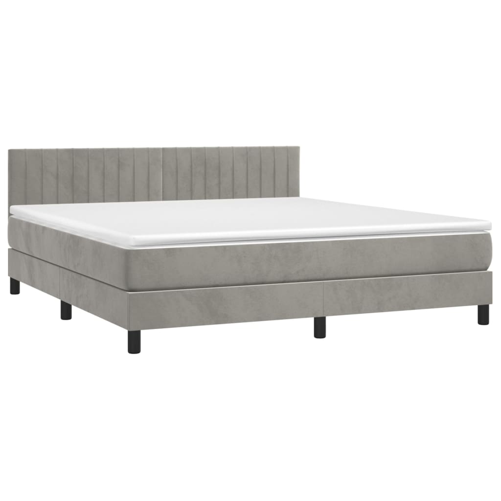 Boxspringbett mit Matratze & LED Hellgrau 160x200 cm Samt