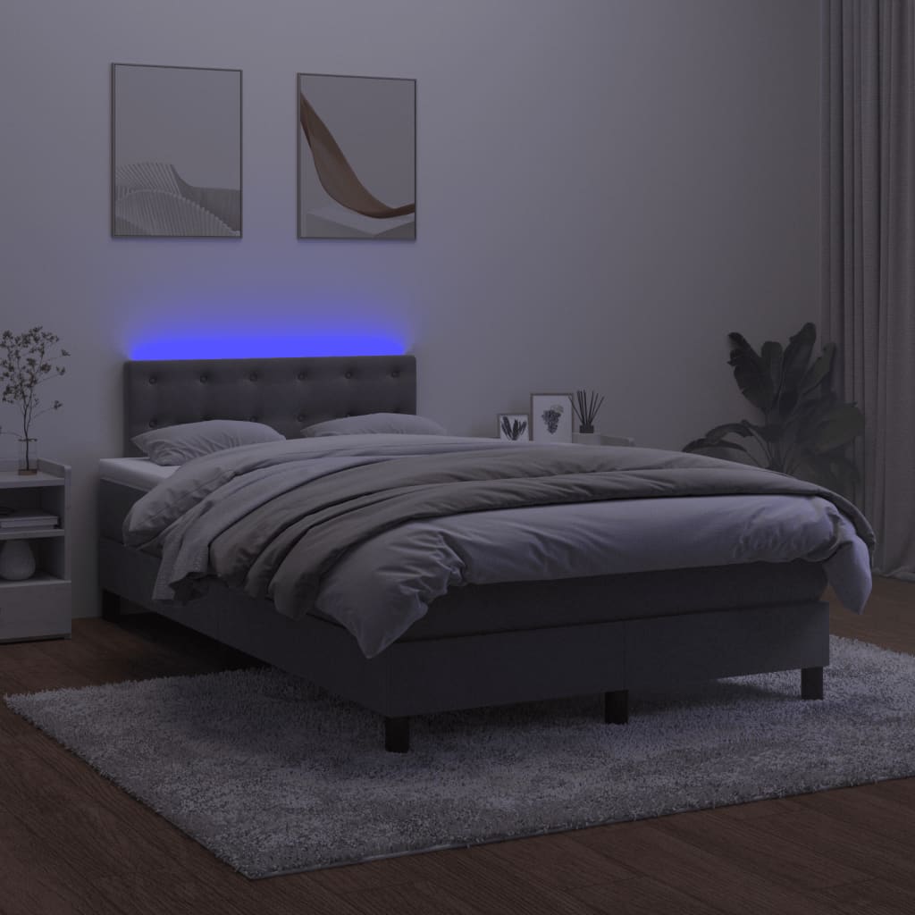 Boxspringbett mit Matratze & LED Dunkelgrau 120x200 cm Samt