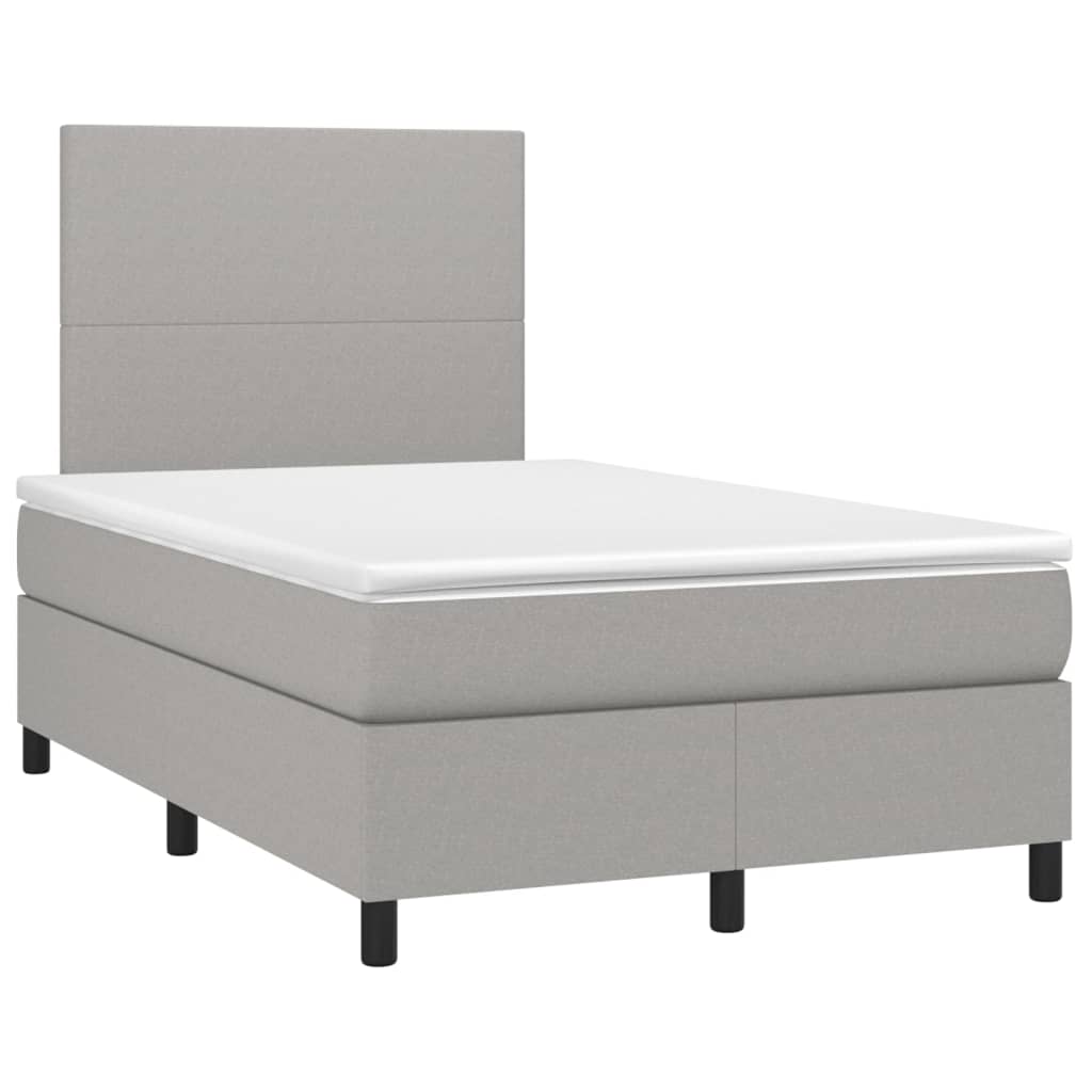 Boxspringbett mit Matratze & LED Hellgrau 120x200 cm Stoff