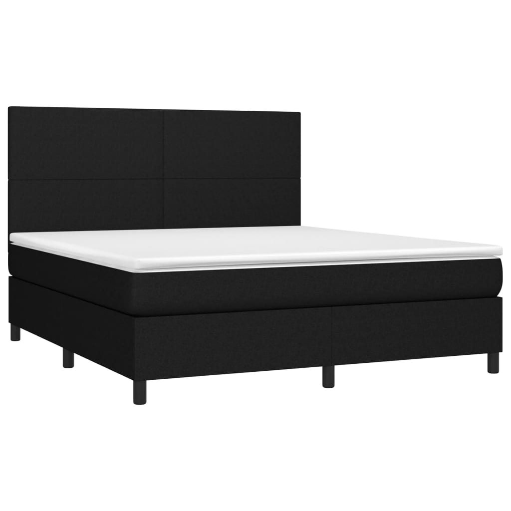 Boxspringbett mit Matratze & LED Schwarz 160x200 cm Stoff