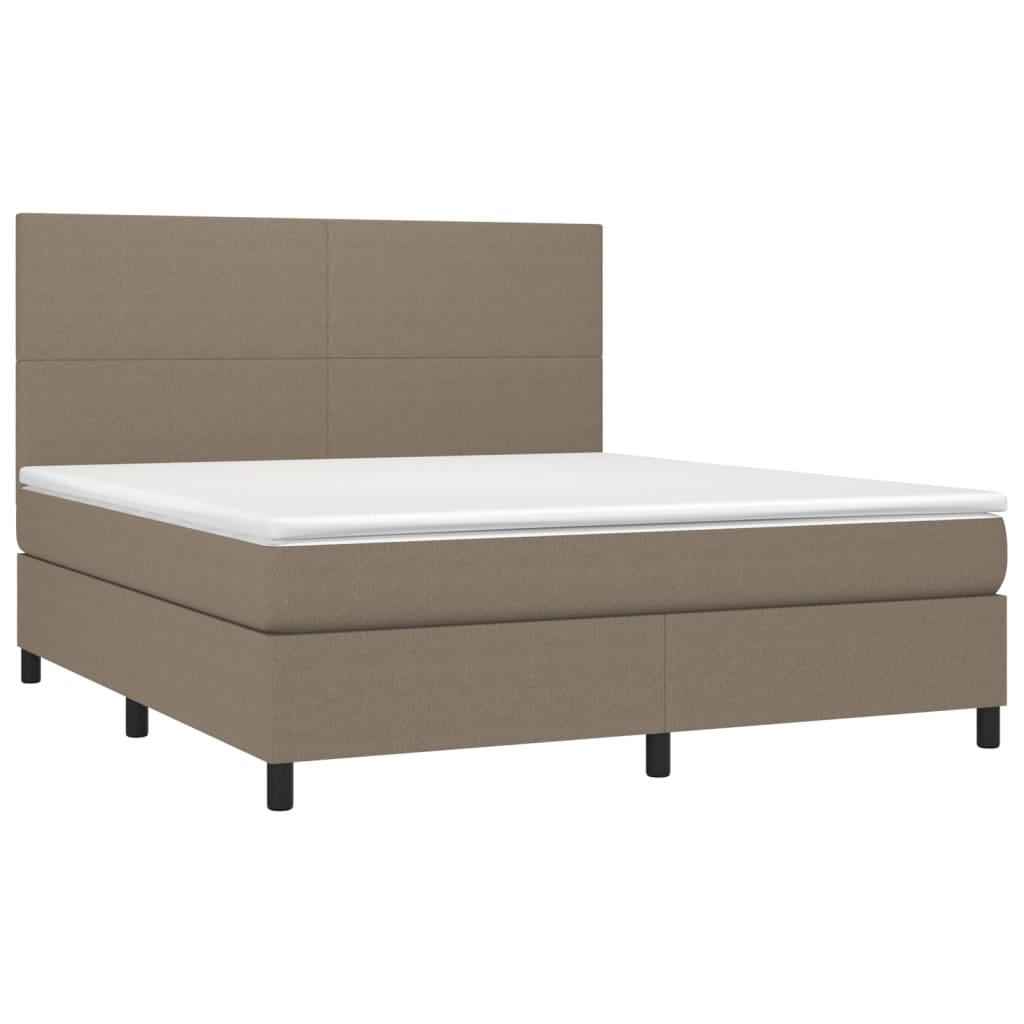 Boxspringbett mit Matratze & LED Taupe 160x200 cm Stoff