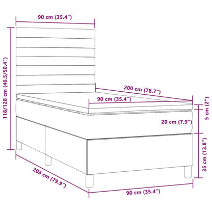 Boxspringbett mit Matratze & LED Dunkelbraun 90x200 cm Stoff