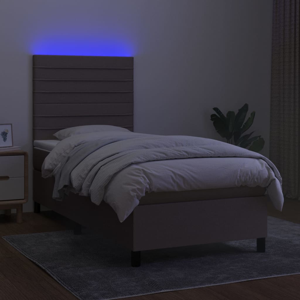 Boxspringbett mit Matratze & LED Taupe 100x200 cm Stoff