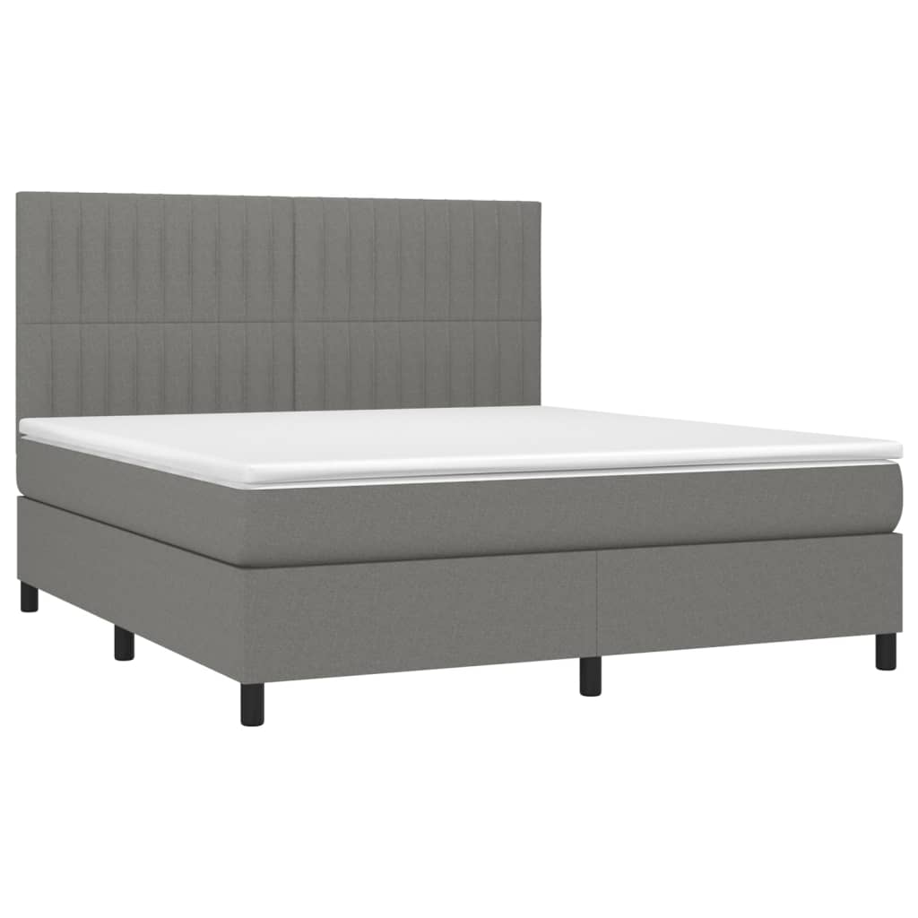 Boxspringbett mit Matratze & LED Dunkelgrau 160x200 cm Stoff