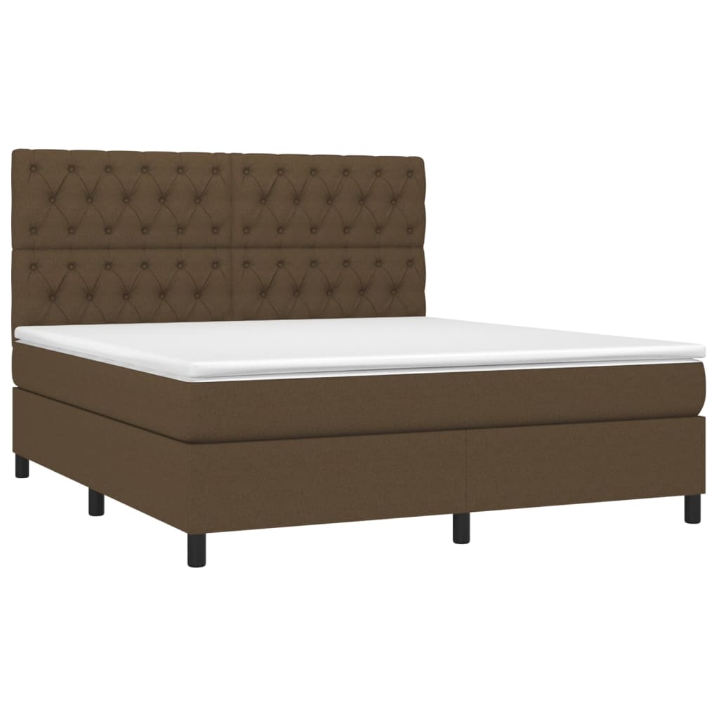 Boxspringbett mit Matratze & LED Dunkelbraun 160x200 cm Stoff