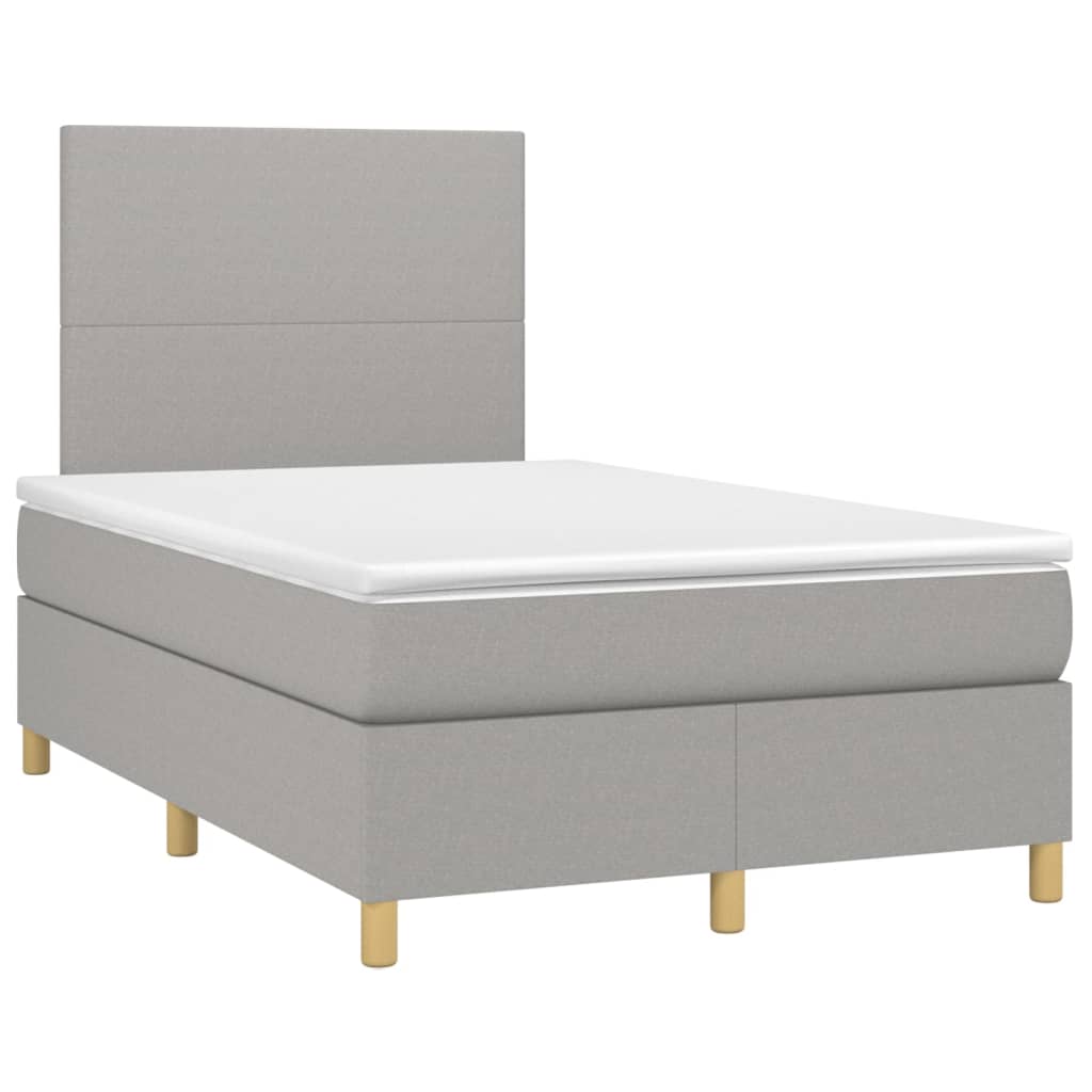 Boxspringbett mit Matratze & LED Hellgrau 120x200 cm Stoff