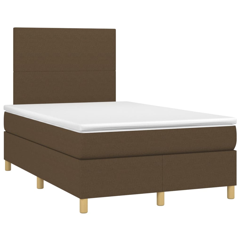 Boxspringbett mit Matratze & LED Dunkelbraun 120x200 cm Stoff