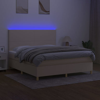 Boxspringbett mit Matratze & LED Creme 180x200 cm Stoff