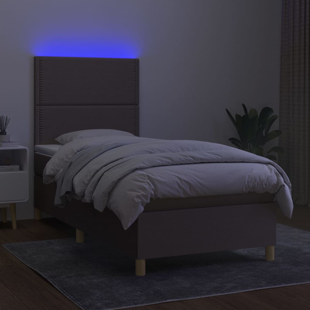 Boxspringbett mit Matratze & LED Taupe 100x200 cm Stoff