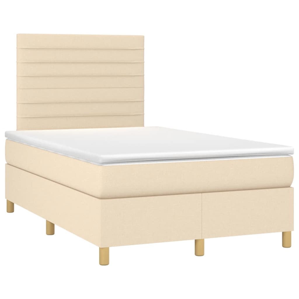 Boxspringbett mit Matratze & LED Creme 120x200 cm Stoff