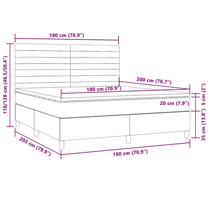 Boxspringbett mit Matratze & LED Dunkelbraun 180x200 cm Stoff