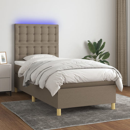 Boxspringbett mit Matratze & LED Taupe 80x200 cm Stoff