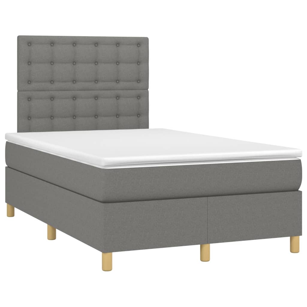 Boxspringbett mit Matratze & LED Dunkelgrau 120x200 cm Stoff