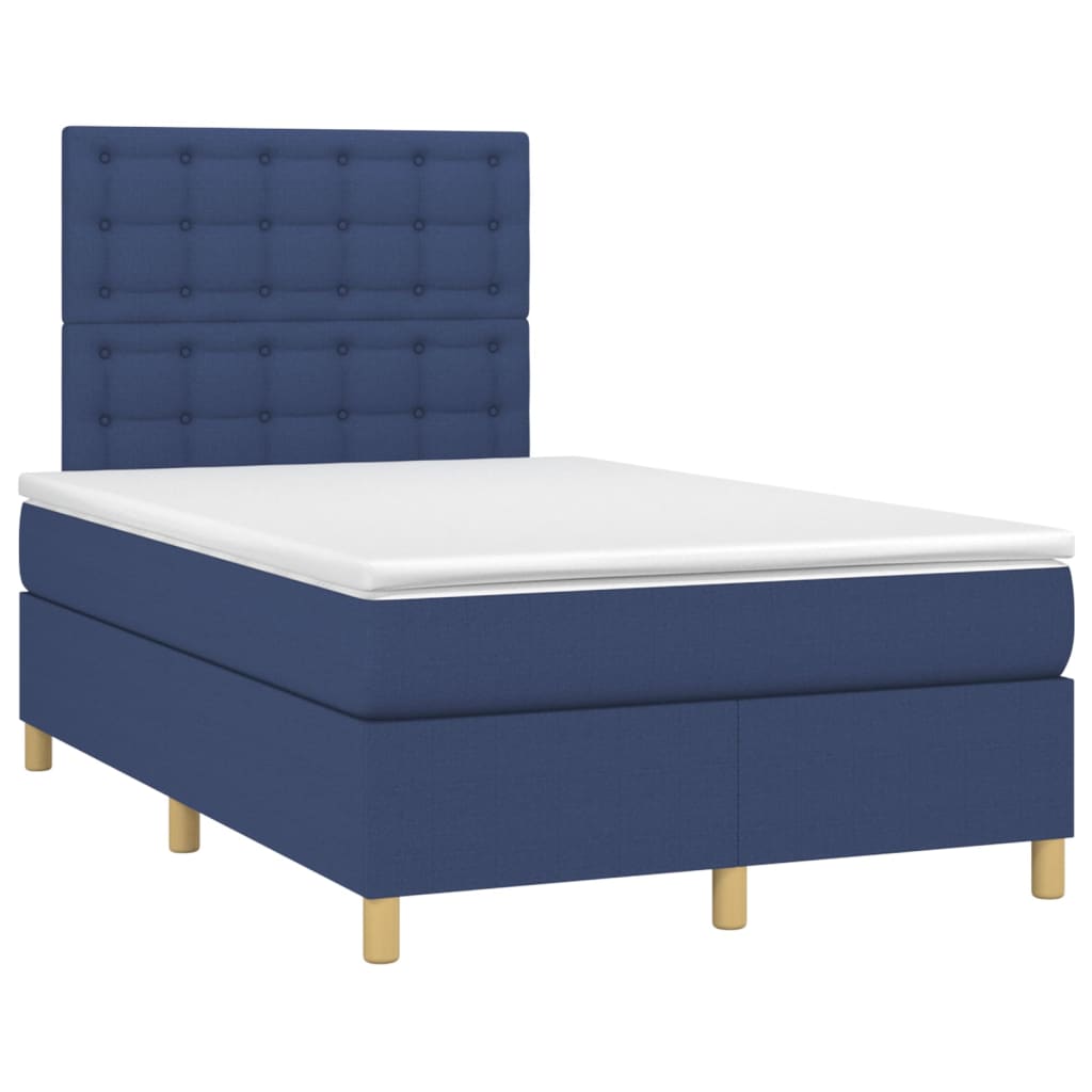 Boxspringbett mit Matratze & LED Blau 120x200 cm Stoff