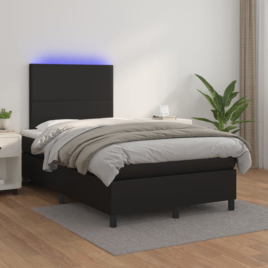 Boxspringbett mit Matratze & LED Schwarz 120x200 cm Kunstleder