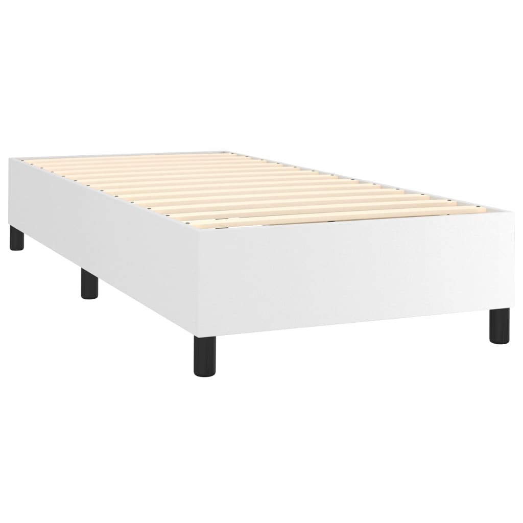 Boxspringbett mit Matratze & LED Weiß 100x200 cm Kunstleder