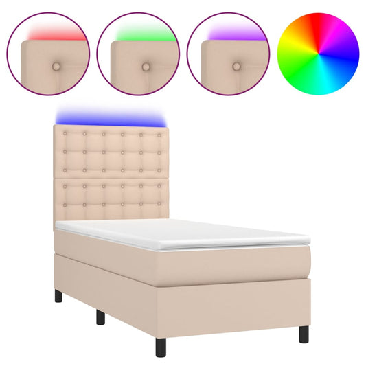 Boxspringbett mit Matratze & LED Cappuccino-Braun 90x190cm
