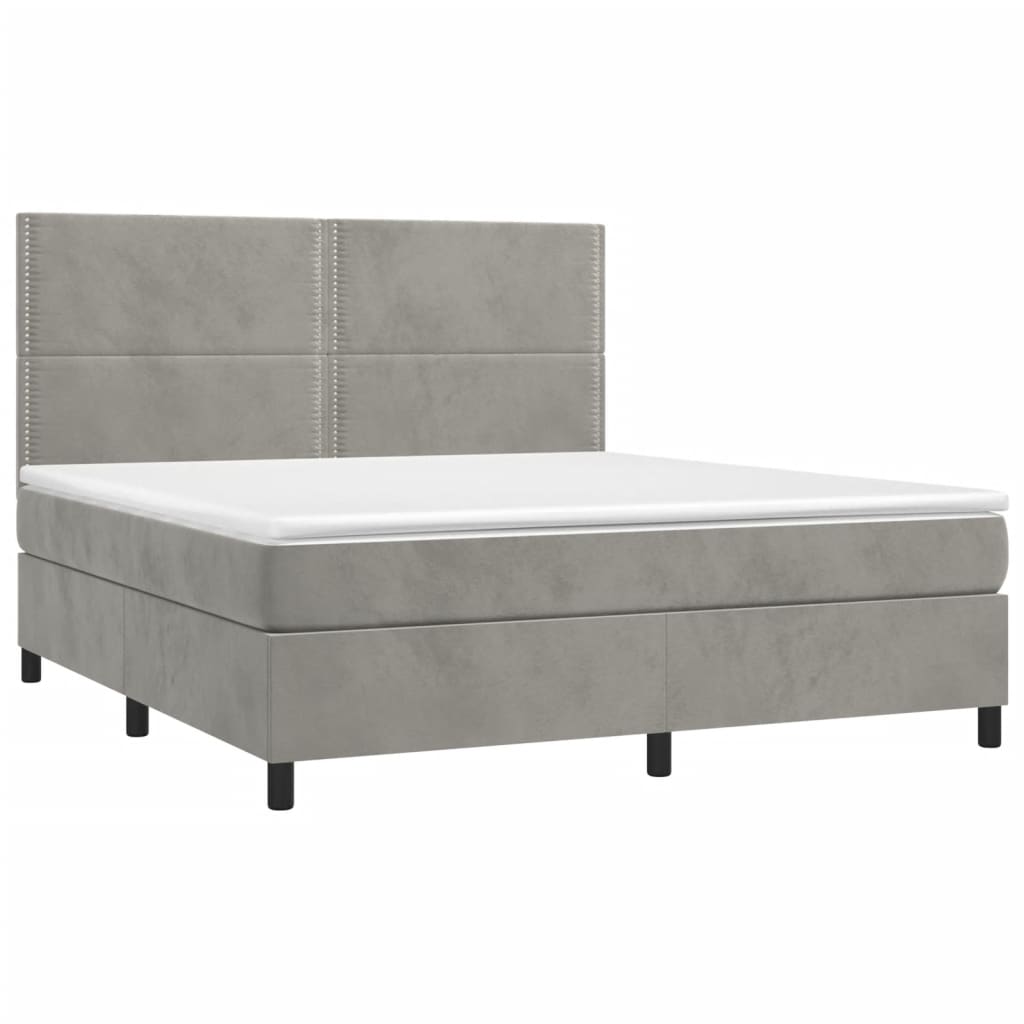 Boxspringbett mit Matratze & LED Hellgrau 160x200 cm Samt