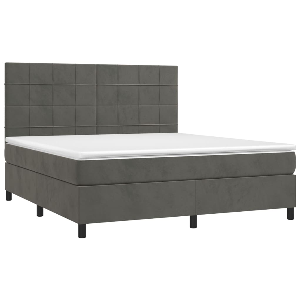 Boxspringbett mit Matratze & LED Dunkelgrau 160x200 cm Samt