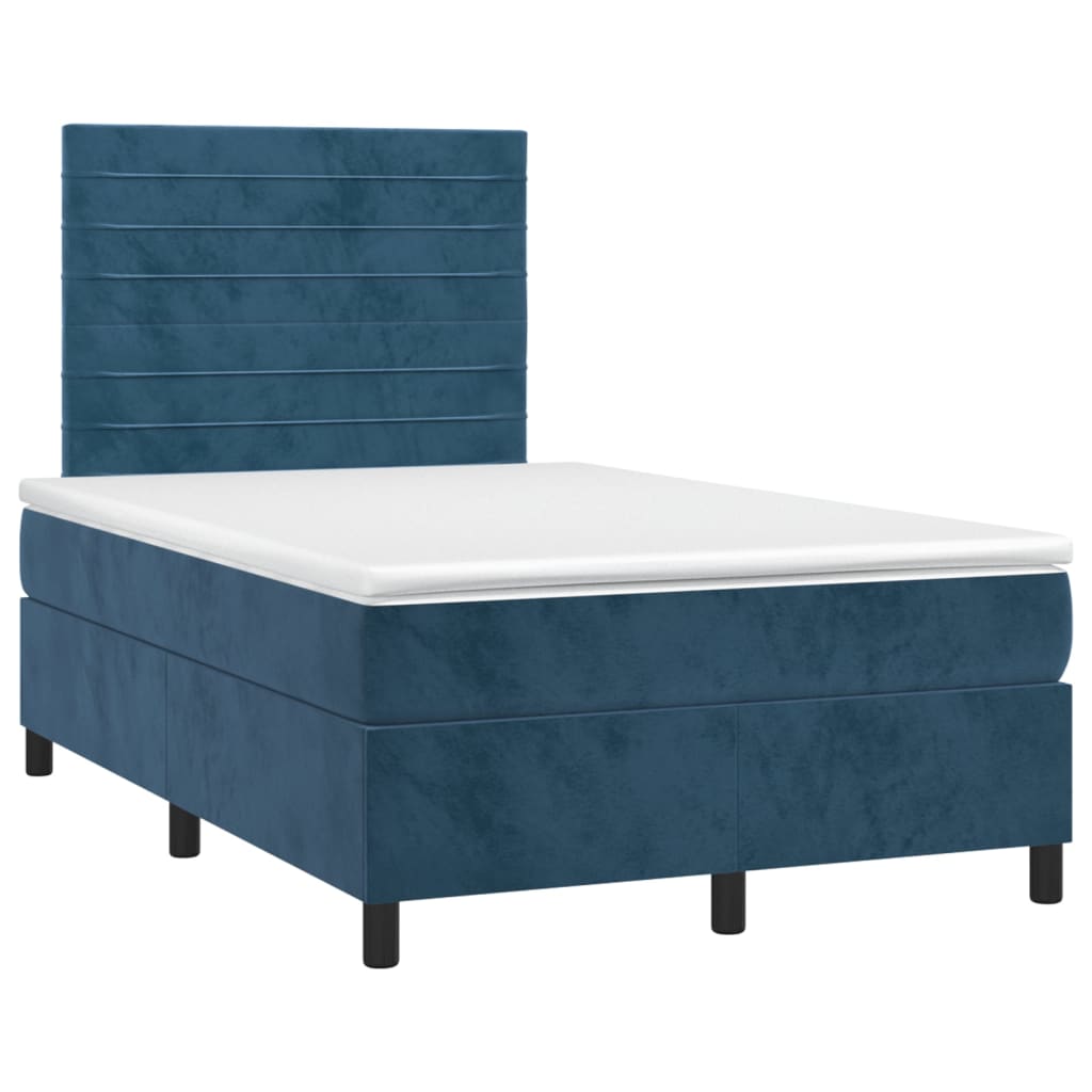 Boxspringbett mit Matratze & LED Dunkelblau 120x200 cm Samt