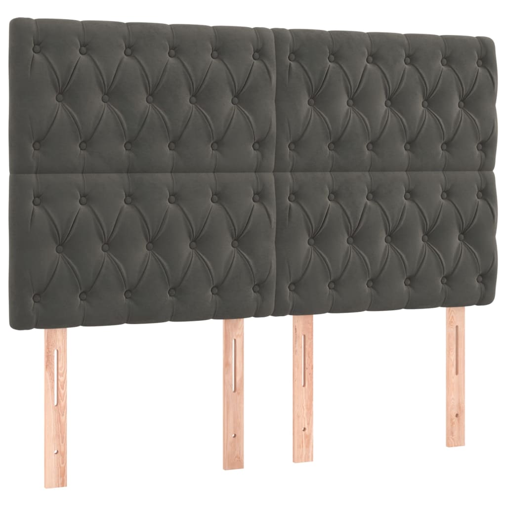 Boxspringbett mit Matratze & LED Dunkelgrau 140x190 cm Samt