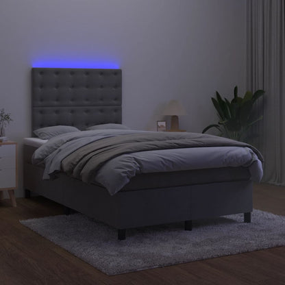 Boxspringbett mit Matratze & LED Dunkelgrau 120x200 cm Samt