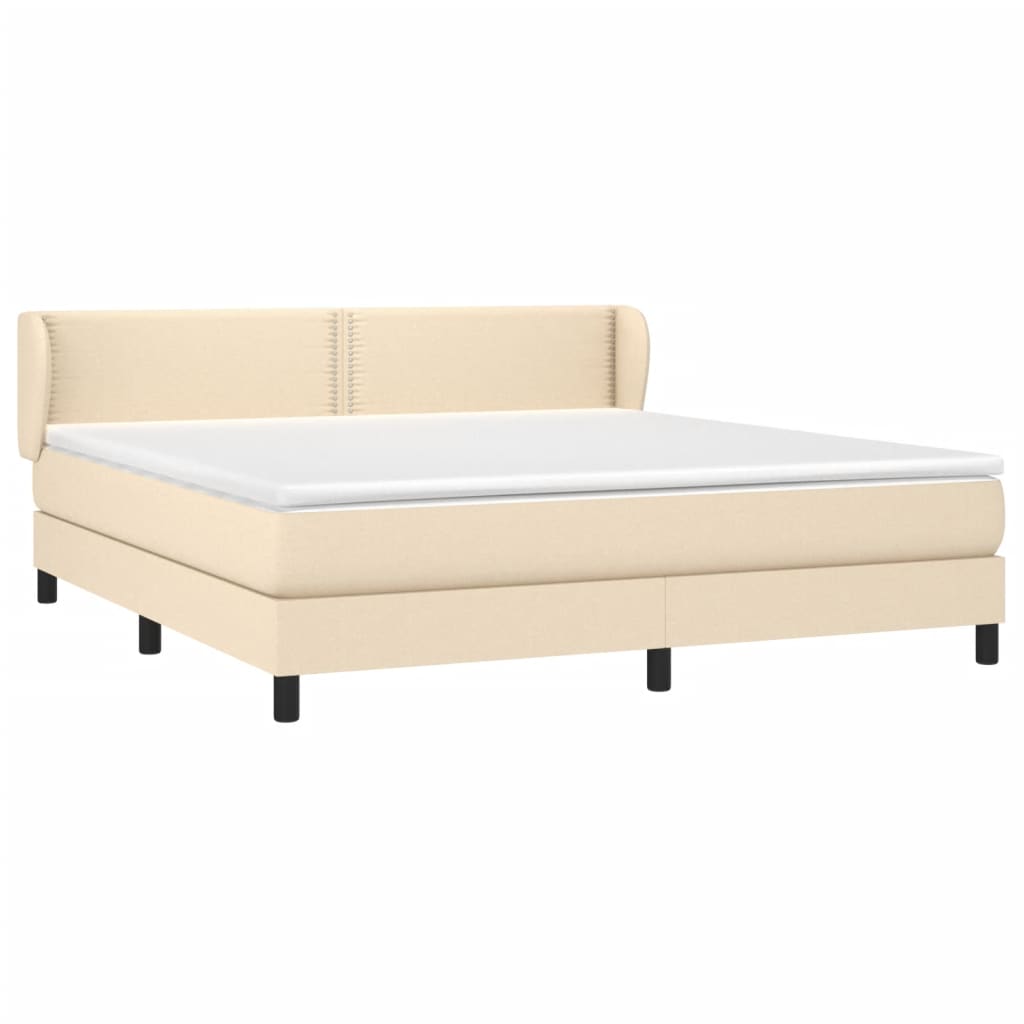 Boxspringbett mit Matratze Creme 160x200 cm Stoff