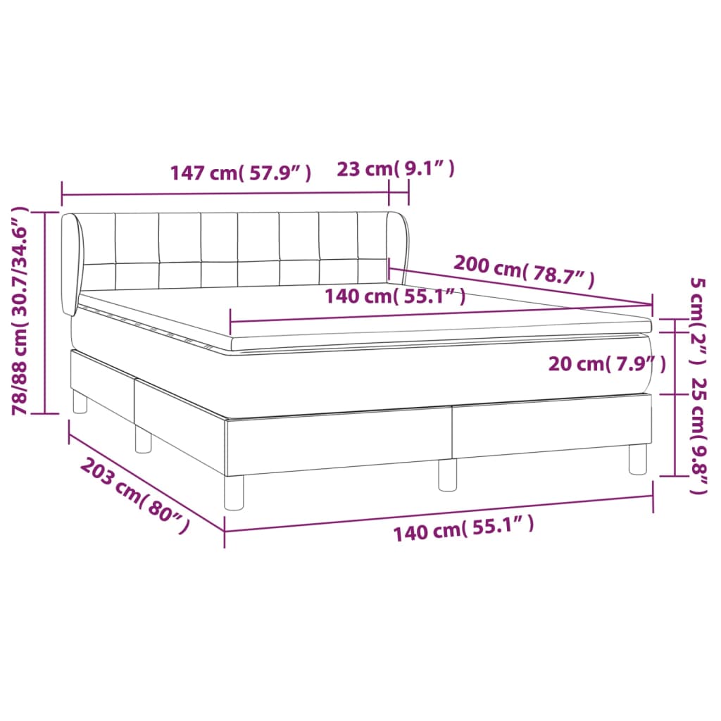 Boxspringbett mit Matratze Creme 140x200 cm Stoff