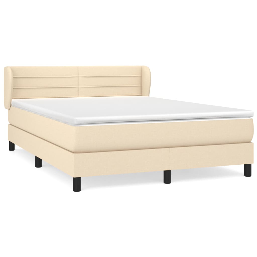 Boxspringbett mit Matratze Creme 140x200 cm Stoff