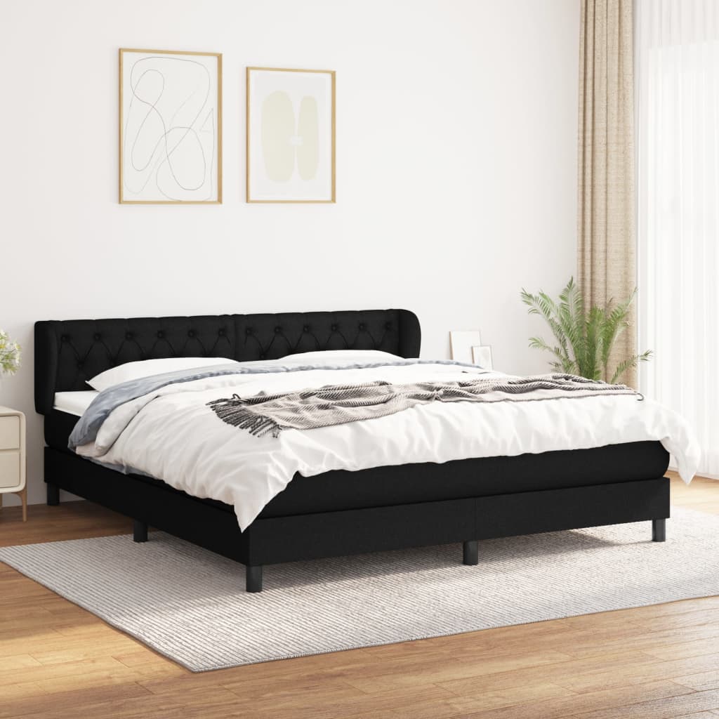 Boxspringbett mit Matratze Schwarz 160x200 cm Stoff