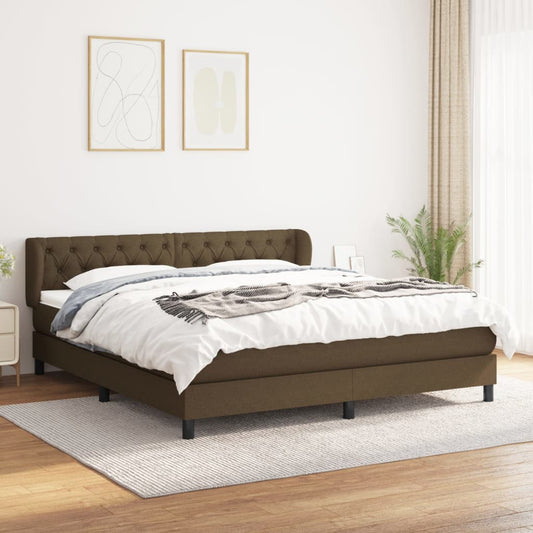 Boxspringbett mit Matratze Dunkelbraun 160x200 cm Stoff