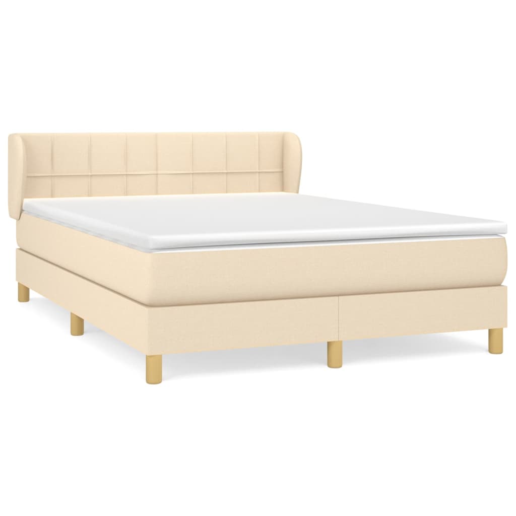 Boxspringbett mit Matratze Creme 140x200 cm Stoff