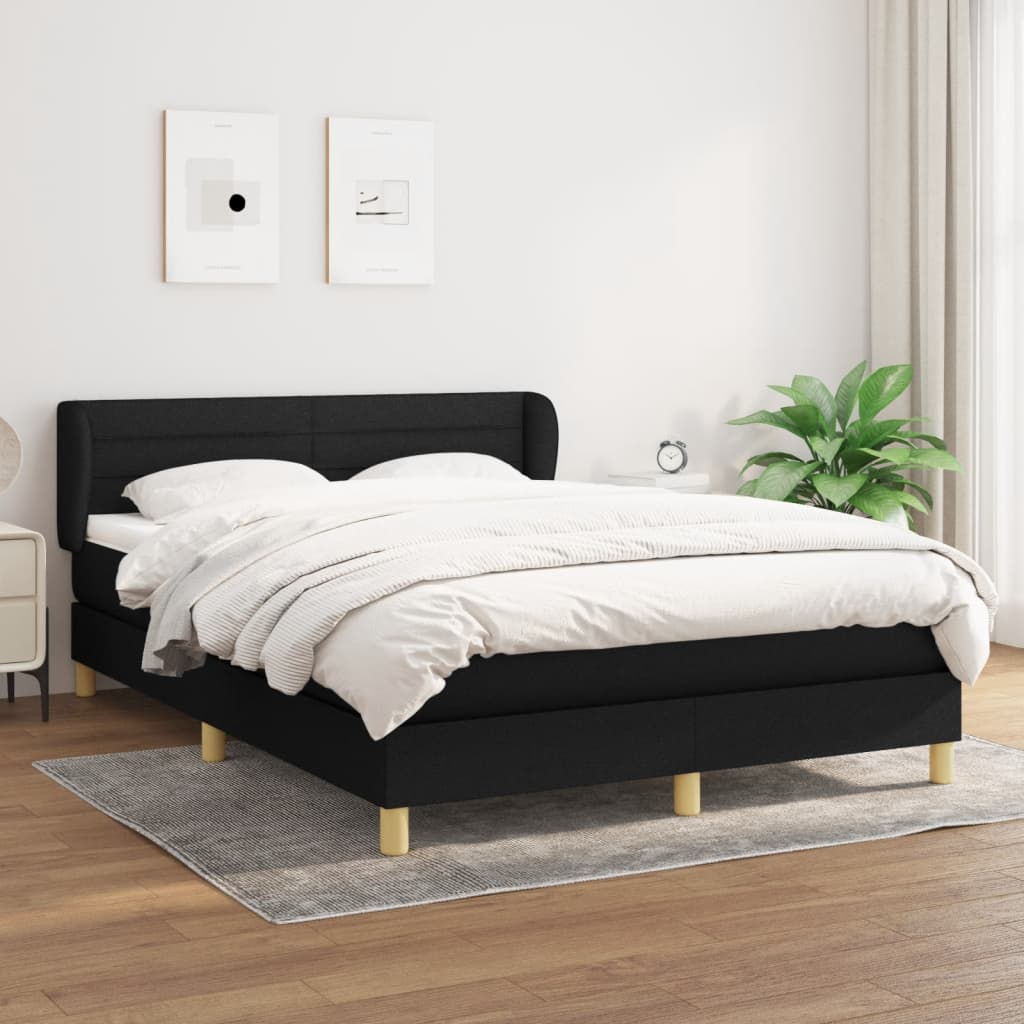 Boxspringbett mit Matratze Schwarz 140x200 cm Stoff