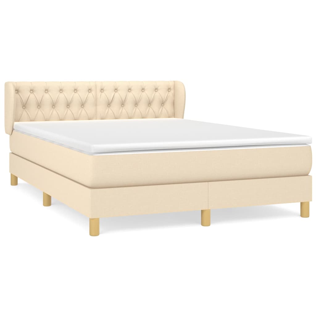 Boxspringbett mit Matratze Creme 140x200 cm Stoff