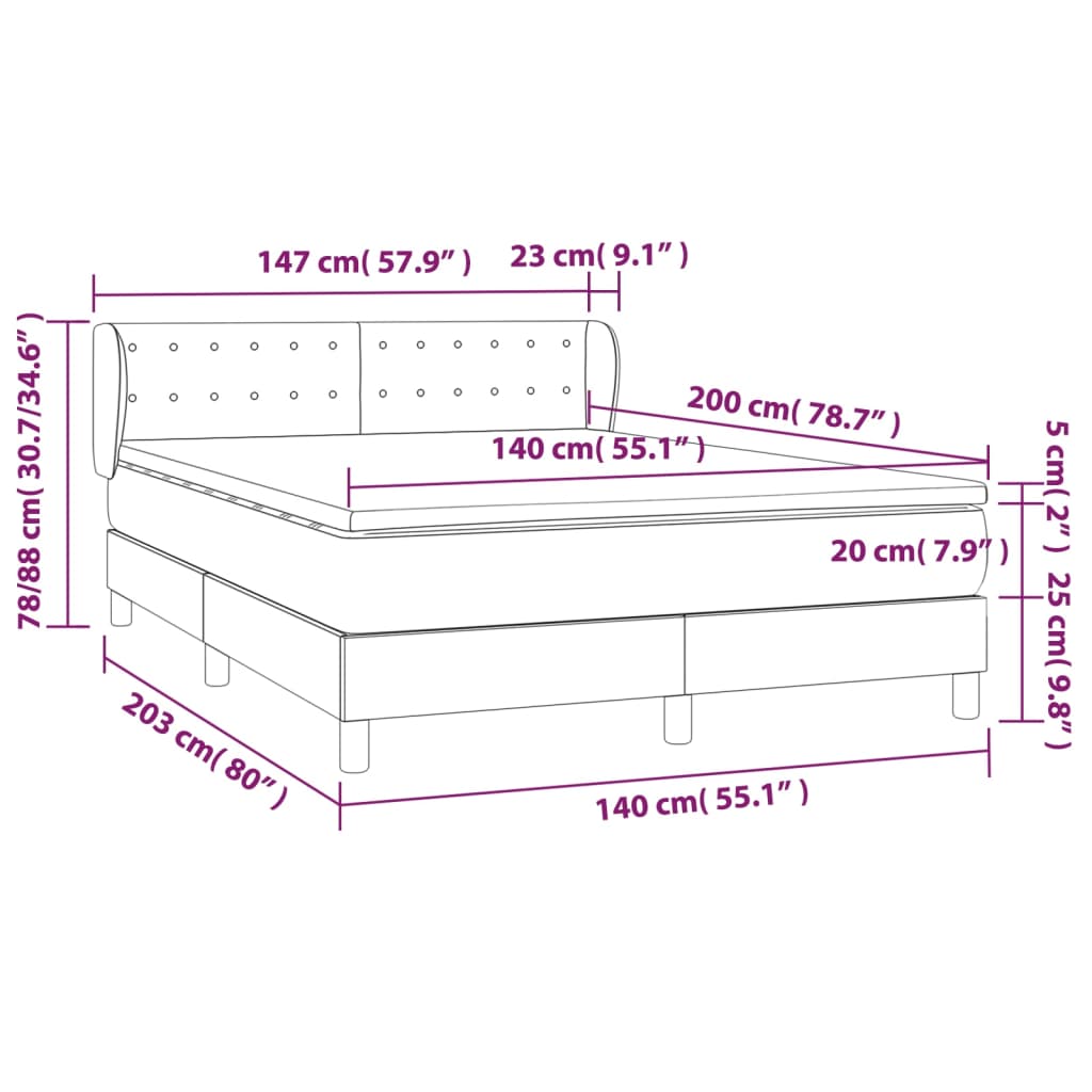 Boxspringbett mit Matratze Creme 140x200 cm Stoff