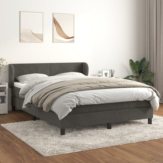 Boxspringbett mit Matratze Dunkelgrau 140x200 cm Samt