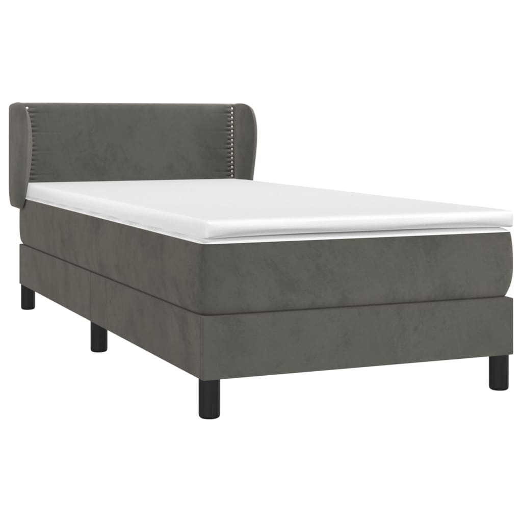 Boxspringbett mit Matratze Dunkelgrau 100x200 cm Samt