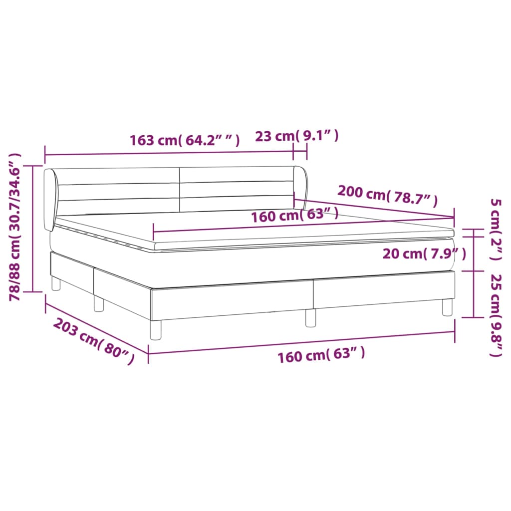 Boxspringbett mit Matratze Rosa 160x200 cm Samt