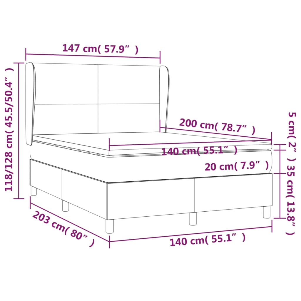 Boxspringbett mit Matratze Dunkelgrau 140x200 cm Stoff