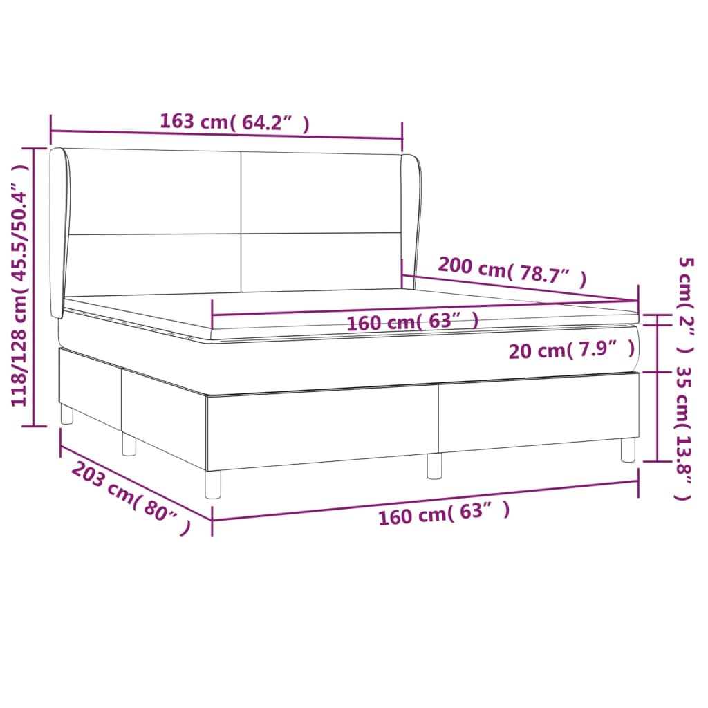 Boxspringbett mit Matratze Hellgrau 160x200 cm Stoff