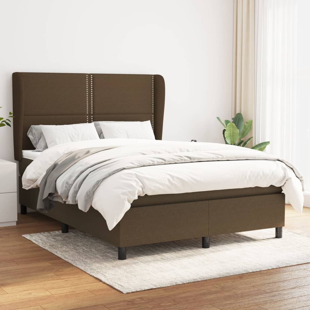 Boxspringbett mit Matratze Dunkelbraun 140x200 cm Stoff